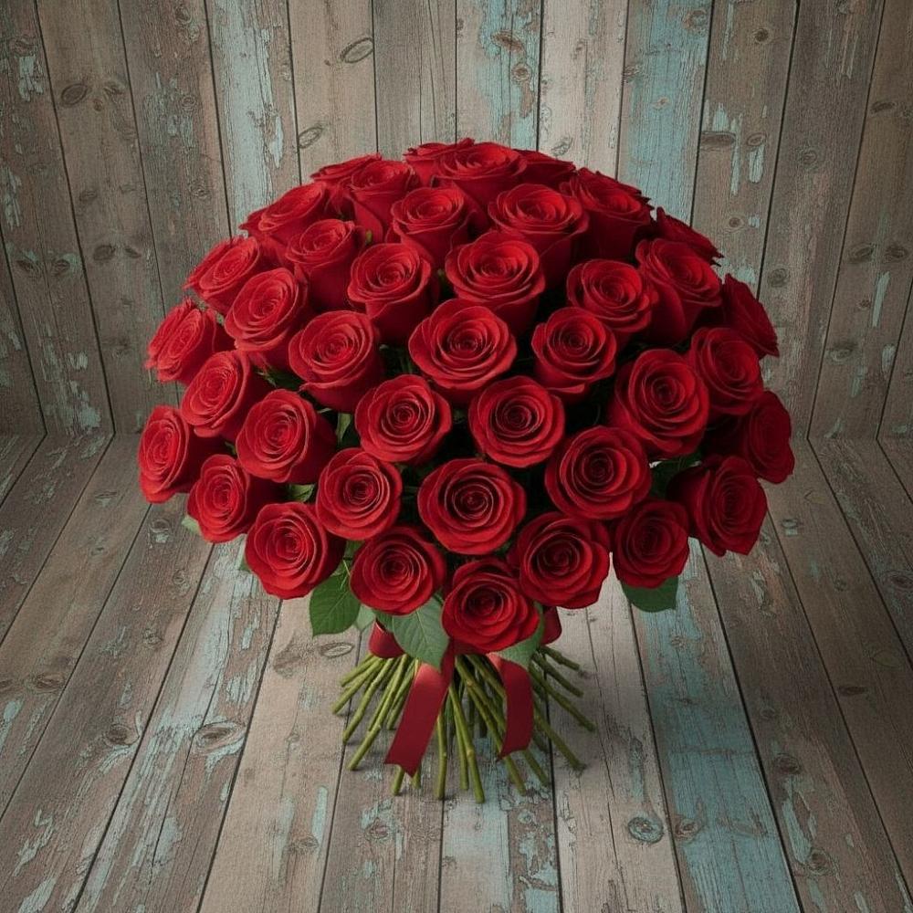 Букет 55 Красных роз Фридом в Петино