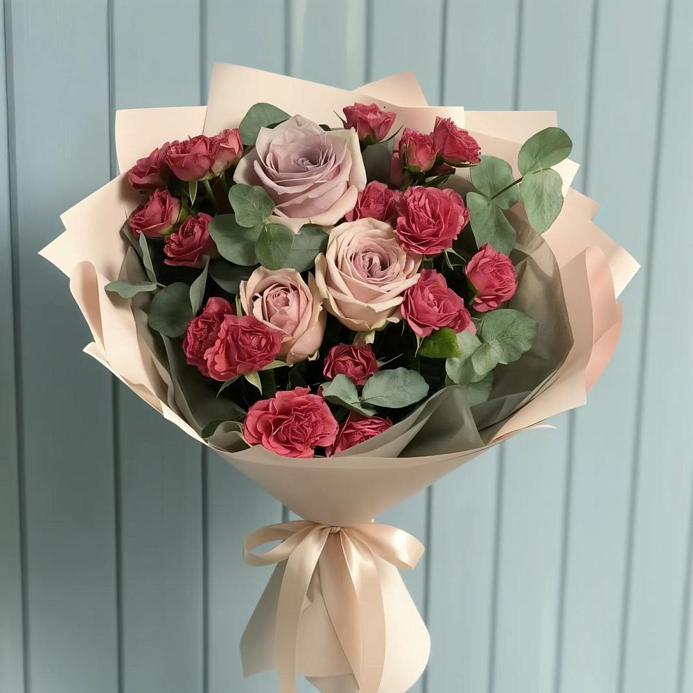 Букет цветов из: Гвоздики и Розы в Петино