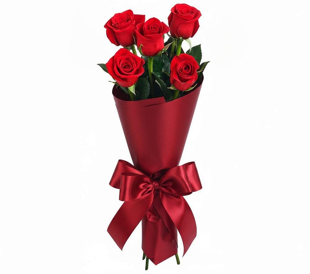 Букет 5 Красных роз Эдлесс Лав в Петино