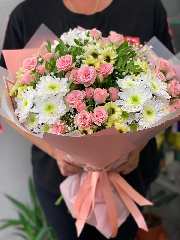 Букет цветов из: Розы и Хризантемы в Петино