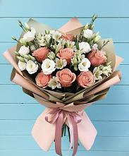 Букет цветов из:  Розы, Альстромерии и Лизиантусы в Петино