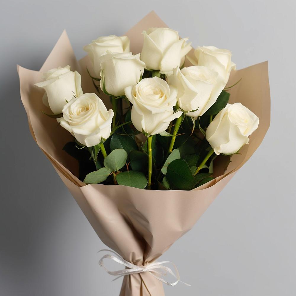 Букет 9 Белых роз Эдлесс Лав в Петино