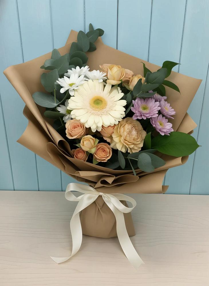 Букет цветов из: Герберы и Хризантемы в Петино