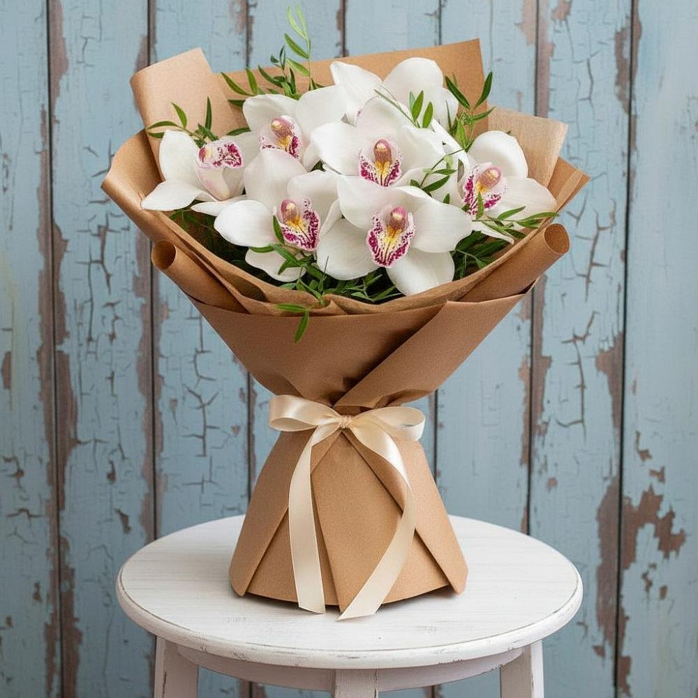 Букет цветов из: Орхидеи и Розы в Петино