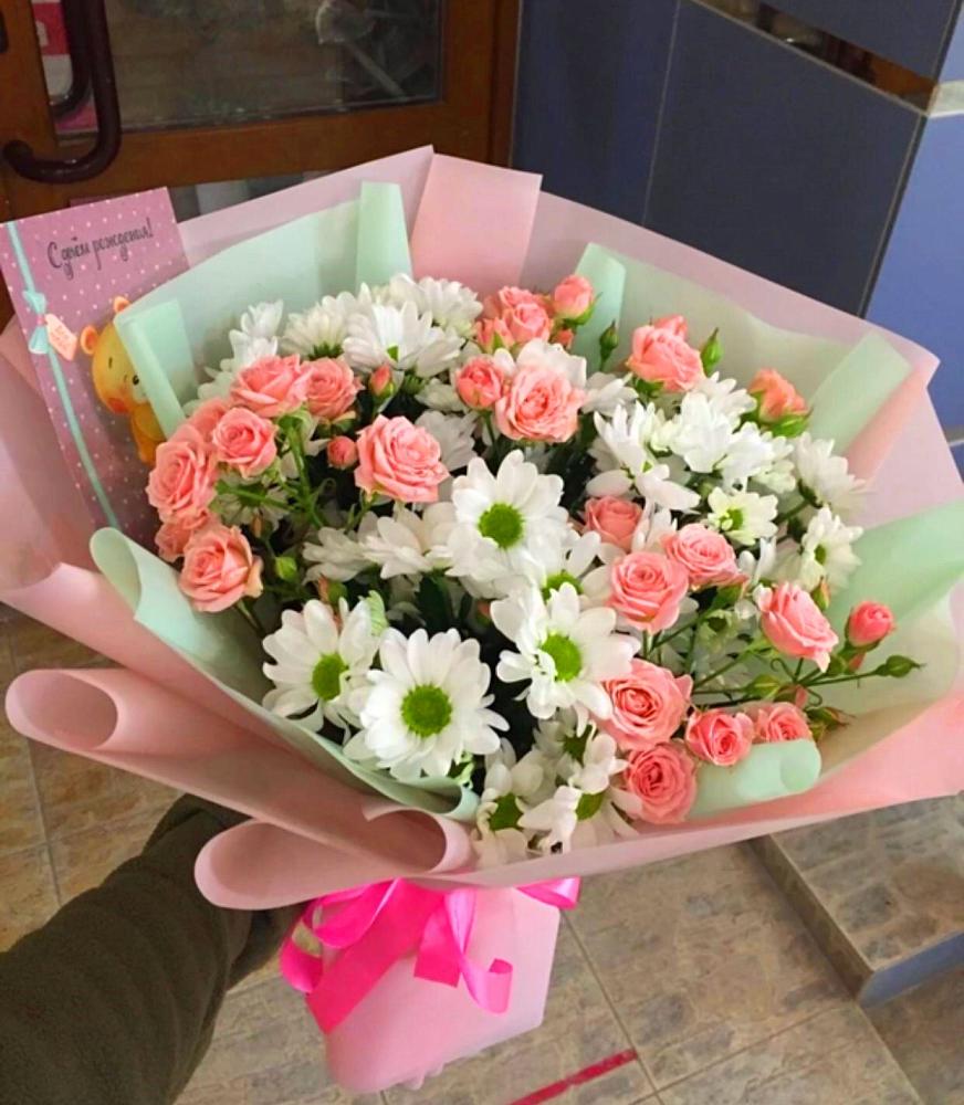 Букет цветов из: Розы и Хризантемы в Петино