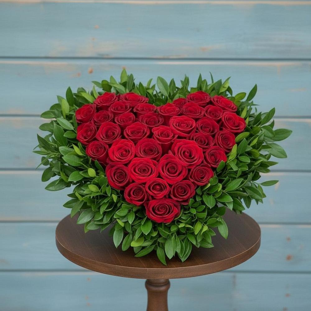 Цветочная композиция из Розы в виде сердца в Петино