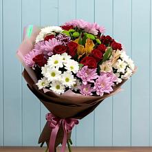 Букет цветов из:  Розы, Хризантемы и Альстромерии в Петино