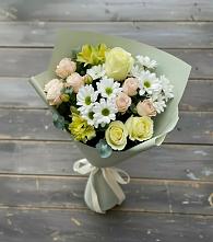 Букет цветов из:  Альстромерии, Розы и Хризантемы в Петино