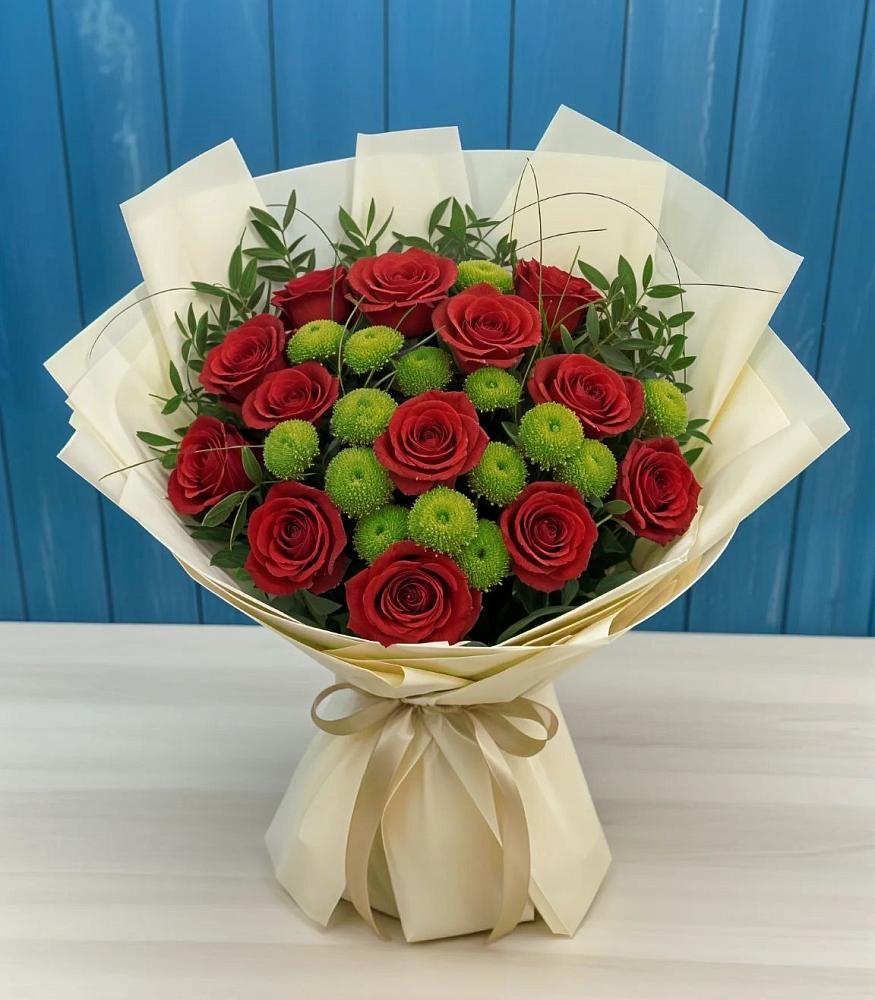 Букет цветов из: Розы и Хризантемы в Петино