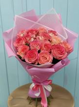 Букет 15 Розовых роз Равель в Петино