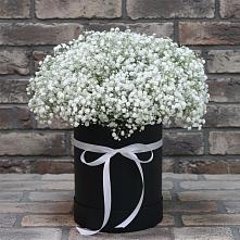 Цветочная композиция из Гипсофила в шляпной коробке в Петино