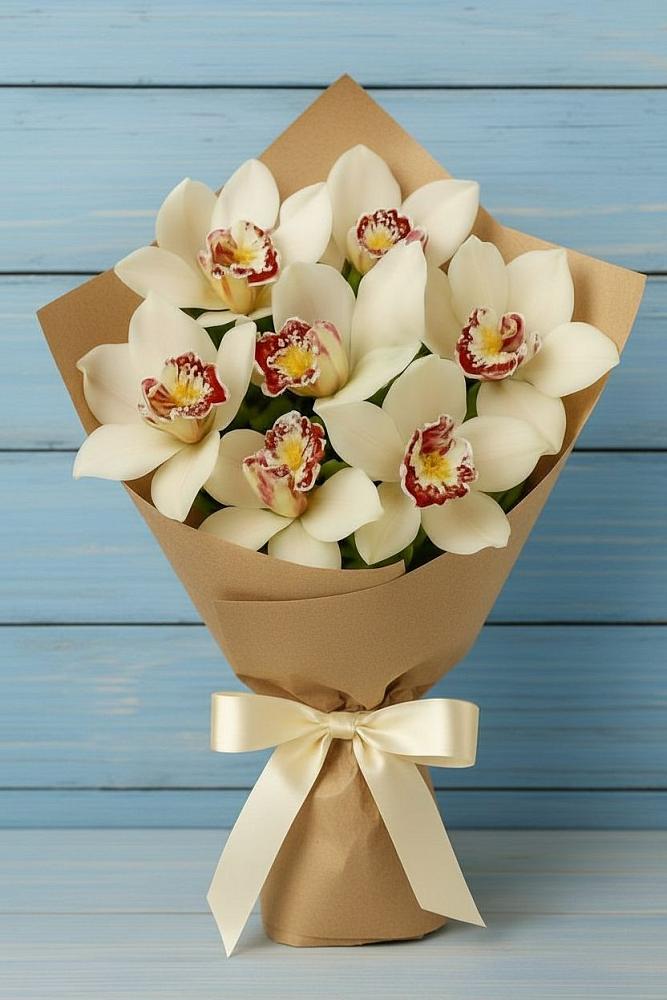 Букет цветов из: Орхидеи и Розы в Петино